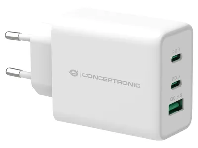 Immagine prodotto di Conceptronic ALTHEA12W Caricatore USB PD a 3 porte 65W GaN - Alimentazione - 65 Watt - 5 A (USB, 2 x USB-C) - bianco