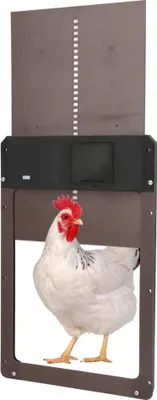 Produktbild von Automatische Hühnerklappe mit Lichtsensor, Batteriebetrieb und schneller Montage, langlebige Kunststoffausführung für alle Wetterbedingungen