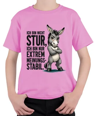 Produktbild von Nicht stur nur extrem meinungsstabil Esel Statement Sarkasmus Kinder T-Shirt, Pink, 104