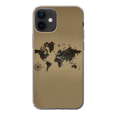 Produktbild von MuchoWow® Handyhülle Schutzhülle Hülle für iPhone 12 Weltkarte - Design - Vintage Silikon Softcase Handy Hülle - Schutzhülle