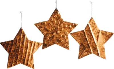 Produktbild von 3er Set STERN Aufhänger silber gold kupfer 24 cm Metall Fenster Deko Weihnachten , Farbe:Kupfer