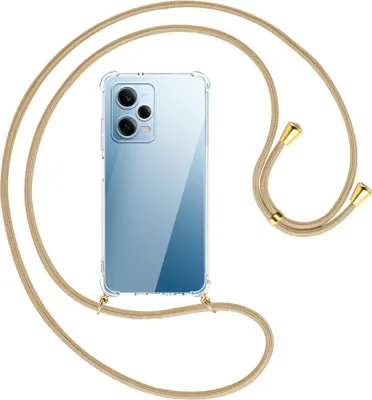 Produktbild von Handykette Backcover-Schutzhülle mit Band (Metall goldfarben) für Xiaomi Redmi Note 12 Pro (6.67'') - caramel