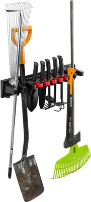 Obrázok produktu pre Držiak na náradie Držiak na metlu Nástenný držiak Plastový 9 držiakov 10 háčikov 597 x 118 mm červená čierna