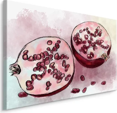 Produktbild von Fabelhafte Canvas LEINWAND BILDER 100x70 cm XXL Kunstdruck Obst Granatäpfel Aquarell