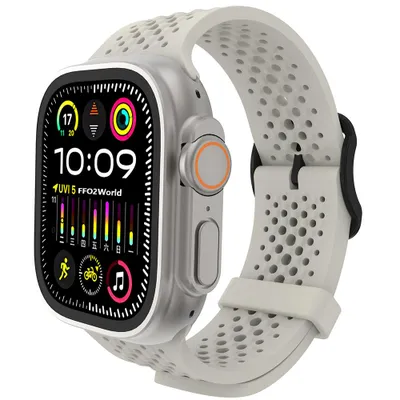 Produktbild von FFO2World Silikonarmband – Für Apple Watch 49/46/45/44/42 mm (Serie Ultra/11/10/9/8/7/6/5/4/3/SE) – Atmungsaktiv – Sternenlicht