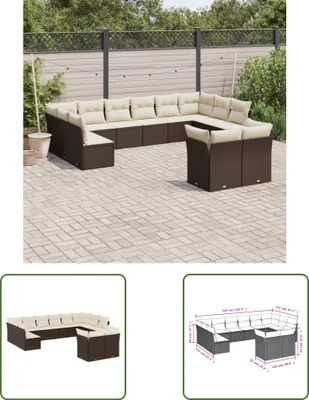 Produktbild von The Living Store 12-tlg. Garten-Sofagarnitur mit Kissen Braun Poly Rattan