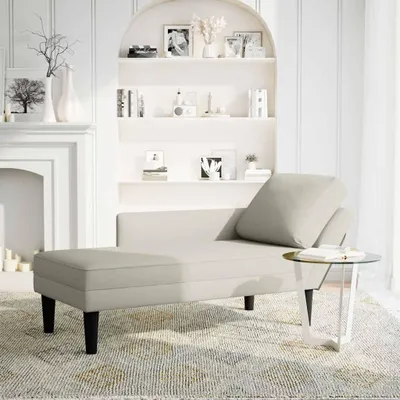 Immagine prodotto di vidaXL Chaise longue con cuscino e bracciolo destro in velluto crema