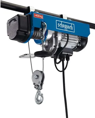 Obrázek produktu pro Elektrický lanový kladkostroj Scheppach HRS400 | 230 V | 50 Hz | 780 W | nosnost 200 kg a 400 kg s kladkou | výška zdvihu 12 m a 6 m s kladkou