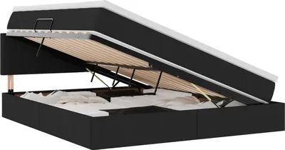 Obrázok produktu pre vidaXL LED posteľ s úložným priestorom a matracom, čierna, 160 x 200 cm, látka