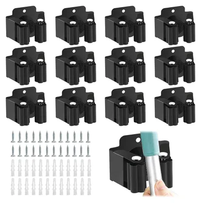 Produktbild von 12er-Pack Wandhalterungen, Besenhalter, Wandhalterung, Werkzeughalter, Hängeregal für Gartengeräte und Mopp, Besen, Schaufel
