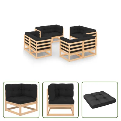 Produktbild von The Living Store 8-tlg. Garten-Lounge-Set mit Kissen Massivholz Kiefer