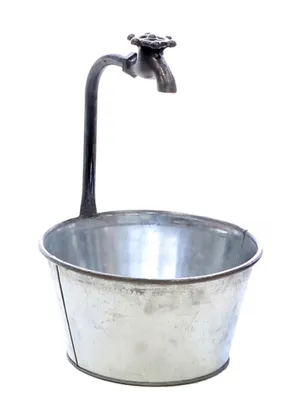 Produktbild von Pflanzgefäß Zinktopf mit Wasserhahn 22x37 cm Pflanzkübel Pflanztopf Zinktopf