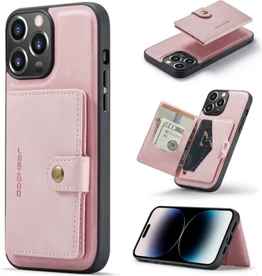 Produktbild von König Design Hülle kompatibel mit Apple iPhone 14 Pro Max Kunstleder Handyhülle - Handy Case Rosa