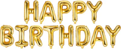 Produktbild von PartyDeco Folienballon „Happy Birthday“ 340 x 35 cm, goldfarben