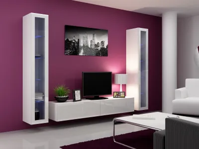 Produktbild von Mediawand Wohnwand 3 tlg - SENTIC 17 - Weiss Hochglanz inkl.LED