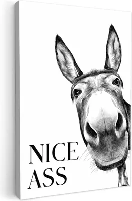 Produktbild von MuchoWow® - Leinwandbilder - Zitat - Esel - Tiere - Netter Esel - Sprichwörter, Wandbild, Wanddeko Bilder Wohnzimmer, 40x60 cm