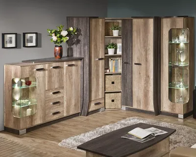 Produktbild von Hohe Vitrine BENSON - Oak Canyon / Arusha, links