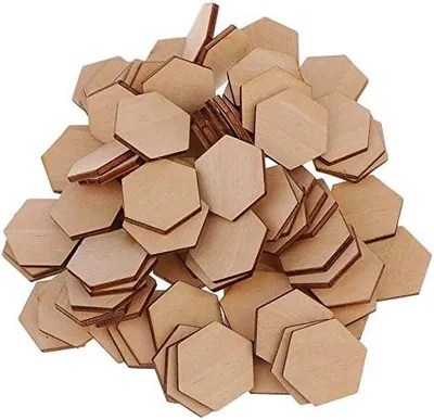 Immagine prodotto di Set di 100 piastrelle esagonali in legno per progetti fai-da-te - 30 mm