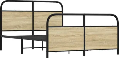 Produktbild von vidaXL Bettgestell ohne Matratze 120x200 cm Sonoma-Eiche Holzwerkstoff