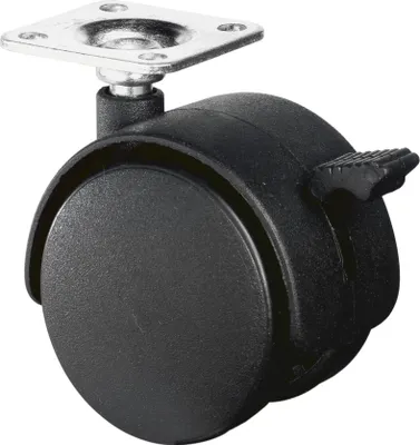 Obrázek produktu pro BS kolečka Plastová dvojitá kolečka s brzdami Polyamidová šroubovací deska 40 kg - F85.050.PL