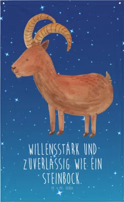 Produktbild von Mr. & Mrs. Panda Wandbild Sternzeichen Steinbock - Sternenhimmel Blau - Geschenk, Steinböcke, Tapestry, Gobelin, Geburtstag Dezember, Bock, Hängedeko, Januar, Wandteppich