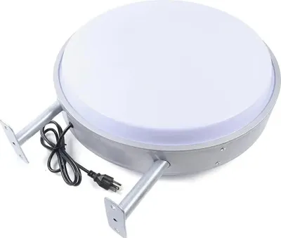 Obrázek produktu pro LED reklamní světelný box – kulatý, oboustranný – 50 cm – IP67 vodotěsný pro venkovní použití – EU zástrčka 220 V – 12 V 10 W – bílý