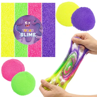 Produktbild von TUBAN Neonfarbene Mineralpigmente für Slime, Pigmente für Modelliermasse, Set mit 4 Farben à 8 g
