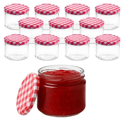 Immagine prodotto di Set da 12 vasetti per marmellate, capacità 330 ml, con coperchi ed etichette