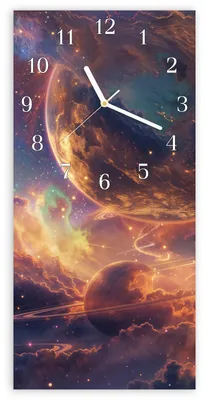 Produktbild von Wanduhr aus Glas mit Motiv Galaxie Fantasy- 30 x 60 cm - inkl. Aufhängesystem
