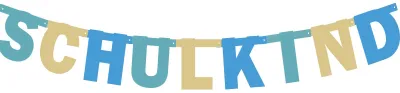 Schulkind-Girlande, Hängedekoration, blau, 1,5 m, für den ersten Schultag