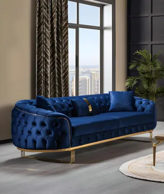 Produktbild von Blauer Chesterfield Dreisitzer Wohnzimmer 3-Sitzer Couch Polster Möbel