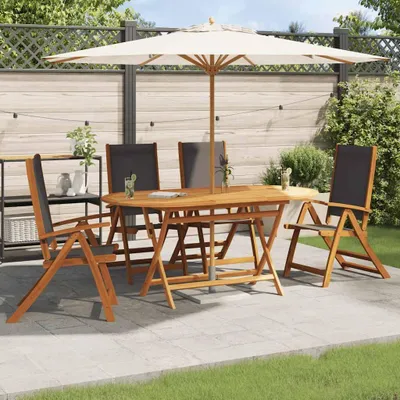 Image de vidaXL Chaises de jardin 4 pcs. Pliable Bois massif Acacia et Textilène