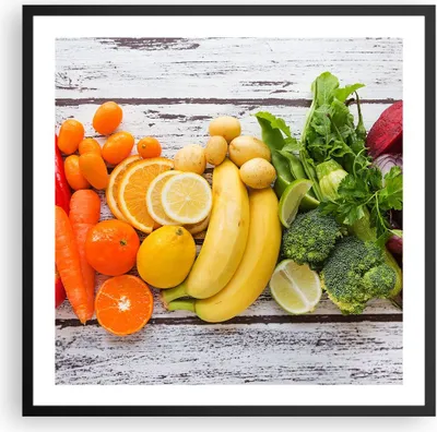 Produktbild von Gerahmtes Poster - Schwarzer Rahmen - Essen Gemüse Essen frisch - 60x60 cm - Wand Bild - Wanddeko - Wandbilder - Wandposter - Bilderrahmen - Bilder - Kunstdruck - Wandbild - P2BAC60x60-2888