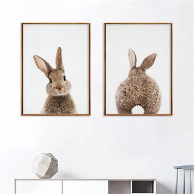 Produktbild von Poster Set 2er Kaninchen Motiv Kinderzimmer Babyzimmer Wandbilder 21x30cm