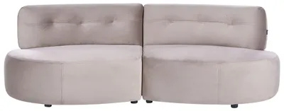 Zdjęcie produktu dla BELIANI Sofa trzyosobowa beżowoszara welurowa tapicerowana zaokrąglona kanapa do salonu bez podłokietników nowoczesna do salonu
