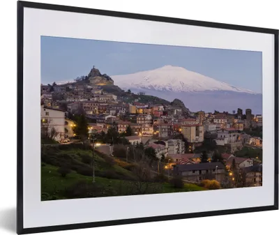 Produktbild von MuchoWow® MuchoWow® Gerahmtes Poster Luftaufnahme des Ätna über Messina in Italien 60x40 cm - Poster mit zchwarzem Bilderrahmen - Schlafzimmer - Plakat in Rahmen - Drucken