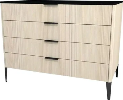 Produktbild von Devo Kommode mit 4 Schubladen Lotos BxHxT 100 x 76 x 53 cm structure avola cremeweiß/schwarz