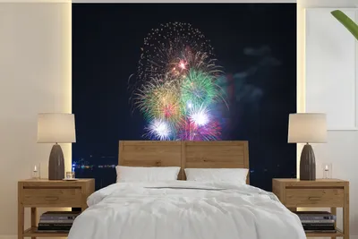 Produktbild von MuchoWow® Fototapete für Wohnzimmer oder Schlafzimmer Wandtapete Vinyl Motivtapete Feuerwerksfestival - 240x240 cm - Schlafzimmer-Tapete