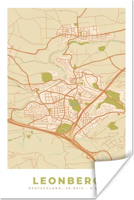 Produktbild von MuchoWow® Poster Karte - Jahrgang - Leonberg - Karte 20x30 cm - Papierdruck