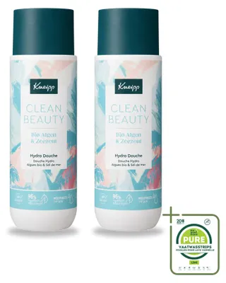 Imagen del producto de 2 unidades de gel de ducha Kneipp Clean Beauty, con algas y sal marina, de 200 ml cada uno. Pack grande