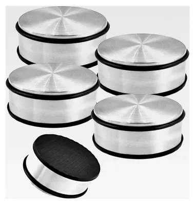 Produktbild von 4er Set Türstopper aus massivem Edelstahl - Schwerer Bodenstopper 1,2 kg/Stk. mit Gummiring zum Schutz der Türen
