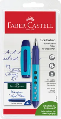 Immagine prodotto di Faber-Castell 149803 Stilografica per la scuola Scribolino per mancini L assortita incl. cartucce