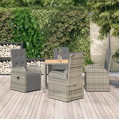 Produktbild von 5-tlg. Garten-Essgruppe mit Kissen Grau Poly Rattan , Gartenstühle Design 2024