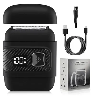 Produktbild von Herren Elektrorasierer, elektrischer Folienrasierer mit 3-in-1 Klingensystem, Type-C Ladekabel, IPX6 Ganzkörperwäsche, 5 W, Schwarz