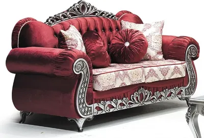 Produktbild von Casa Padrino Luxus Barock 2er Sofa Bordeauxrot / Creme / Silber - Prunkvolles Wohnzimmer Sofa mit Muster und Glitzersteinen - Wohnzimmer Möbel im Barockstil - Barock Möbel - Edel & Prunkvoll