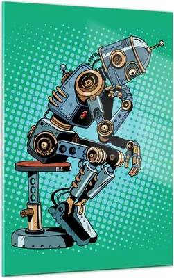 Produktbild von Bilder auf glas - Einteilig - Roboter Illustration Karikatur Comic - 50x70cm - Glasbilder - Wandbilder - Bilder - Wanddekoration aus Glas - Glas Bilder - Wandbild auf Glas - GPA50x70-3194