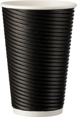Produktbild von 25 Kaffeebecher Coffee to go 400ml doppelwandig Ø 90x140mm schwarz geriffelt