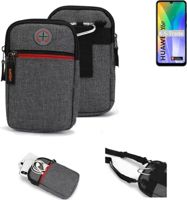 Produktbild von K-S-Trade Holster Gürteltasche kompatibel mit Huawei Y6p Handy Tasche Schutz Hülle grau Zusatzfächer 1x