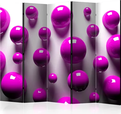 Produktbild von Akusticher Raumteiler 3D Effekt Foto Paravent 225x172 cm beidseitig auf Vlies-Leinwand bedruckt Akustikschaum Trennwand Spanische Wand Sichtschutz Home Office geometrisch Kugeln f-C-0120-z-c
