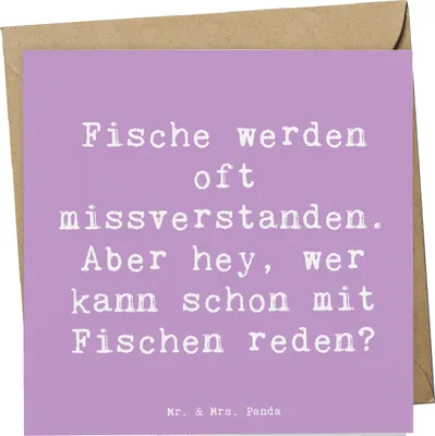 Produktbild von Mr. & Mrs. Panda Grußkarte Spruch Fische Geheimnisse - Lavendeltraum - Geschenk, faltkarte, Sternzeichen, Eigenschaften, lustige Sprüche, Geschenke Astrologie, Klappkarte